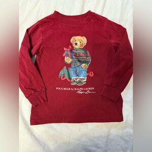 Polo by Ralph Lauren Kids Maroon Polo Bear Long Sleeve Tee -NWOT